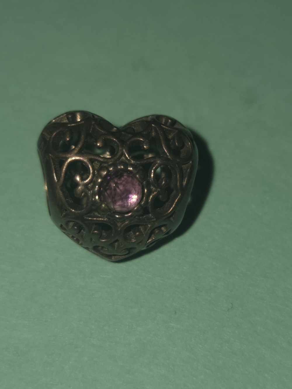 Pandora 925 Heart Purple February Birthstone Charm